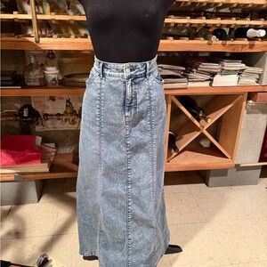 Denim Maxi Skirt - Blue